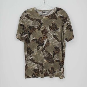 Beldoch Popper Women's Brown Leaf Leopard Print Short Sleeve T-Shirt Size M